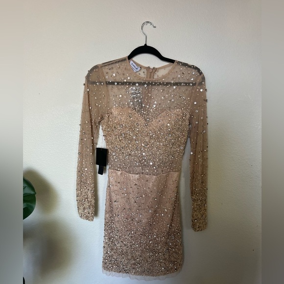 Vintage Bebe Sequin Mesh Mini Dress (NWT) - Picture 2 of 5